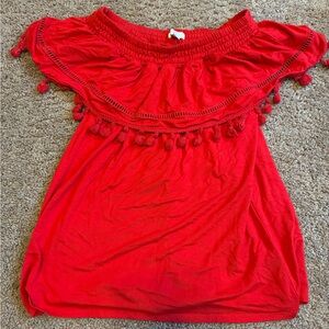 C Red Women's Top with Tassel Details